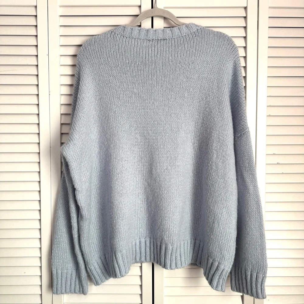 Wooden Ships Tomboy Slouchy Blue Crewneck Sweater Lightweight Size M/L